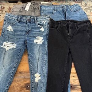 American Eagle Outfitters Women's Black and Blue Skinny Jeans